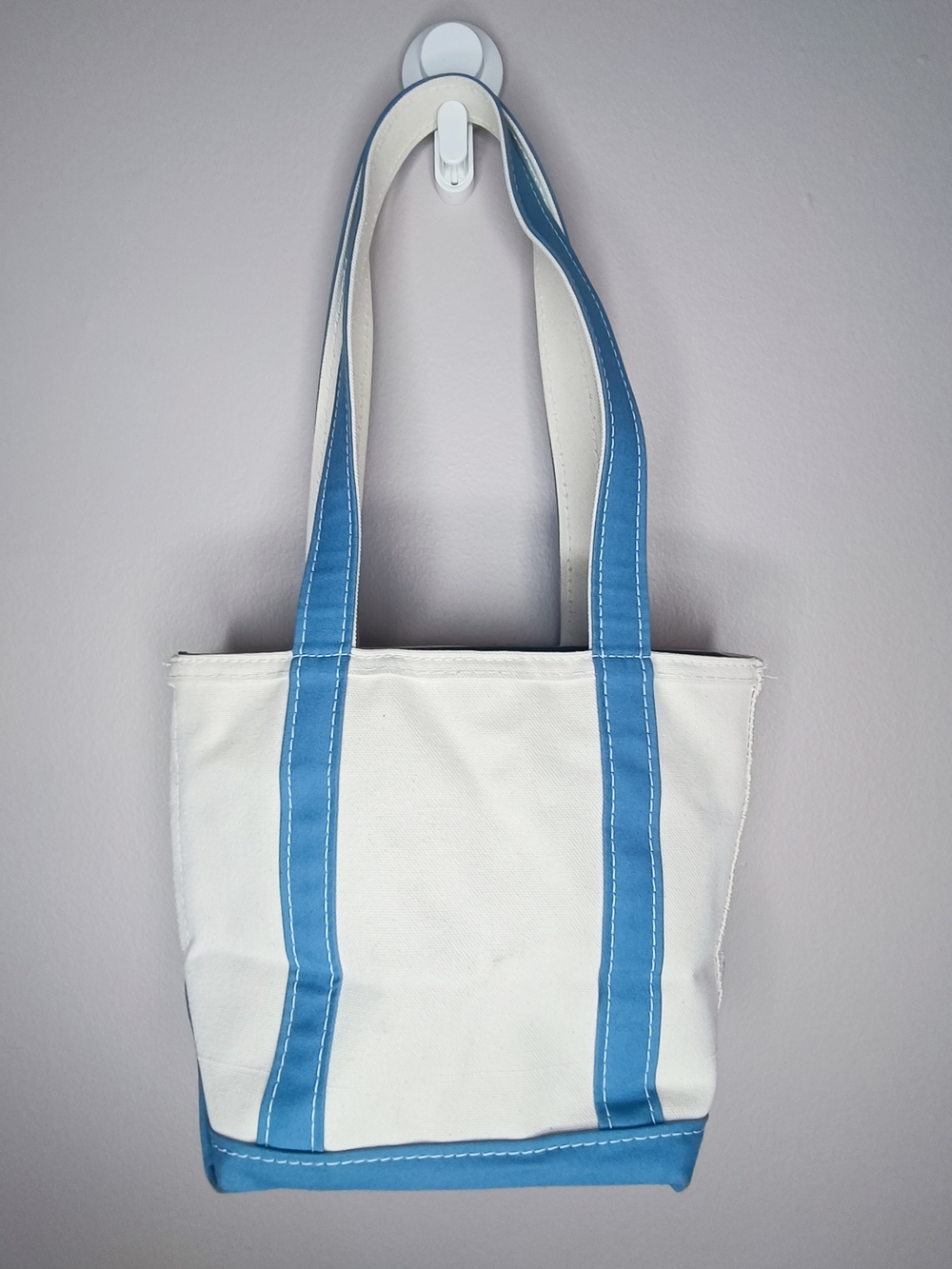 L.L.Bean Boat and Tote Zip-Top Medium Canvas Bag Regatta Blue Long Handles CBK - Picture 5 of 15